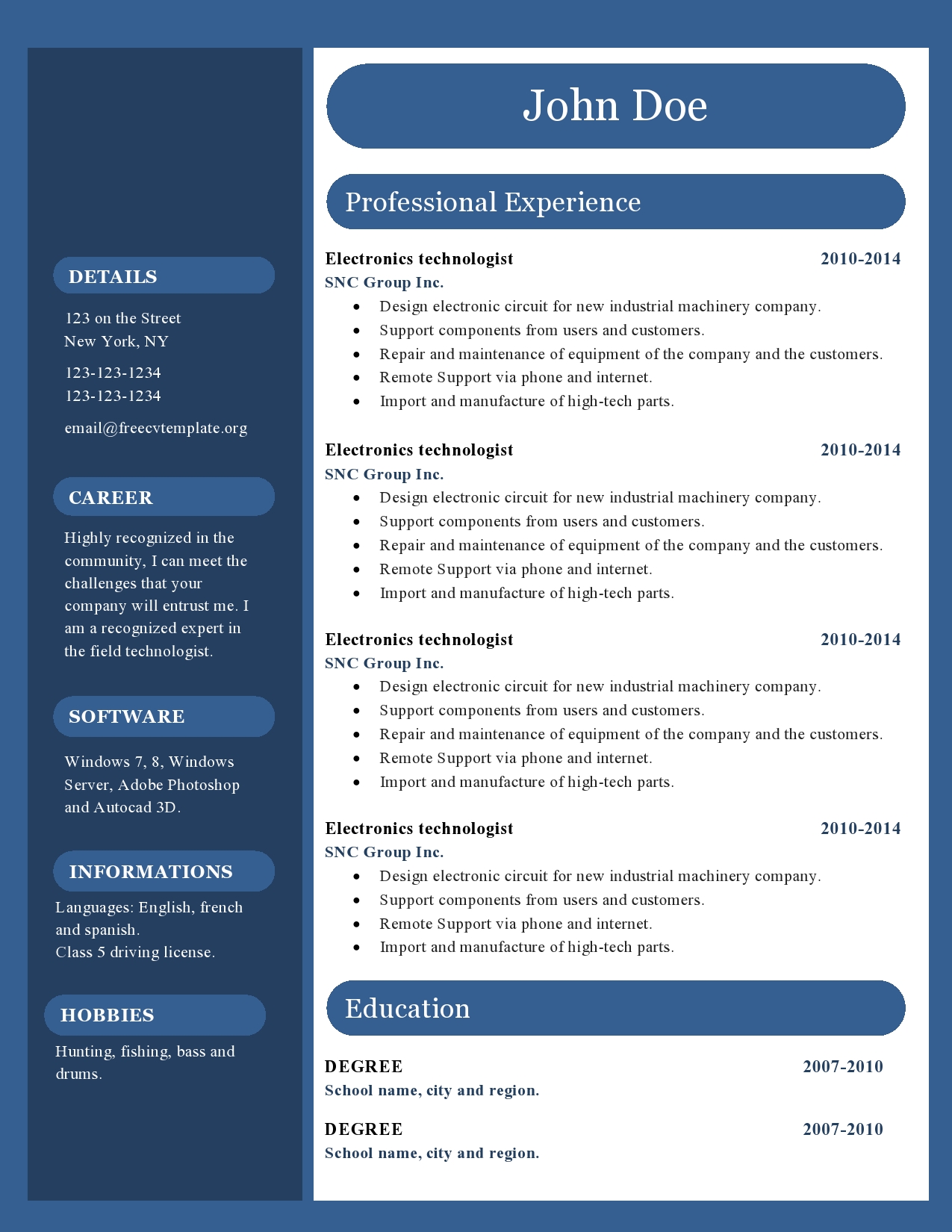 professional resume templates download for free