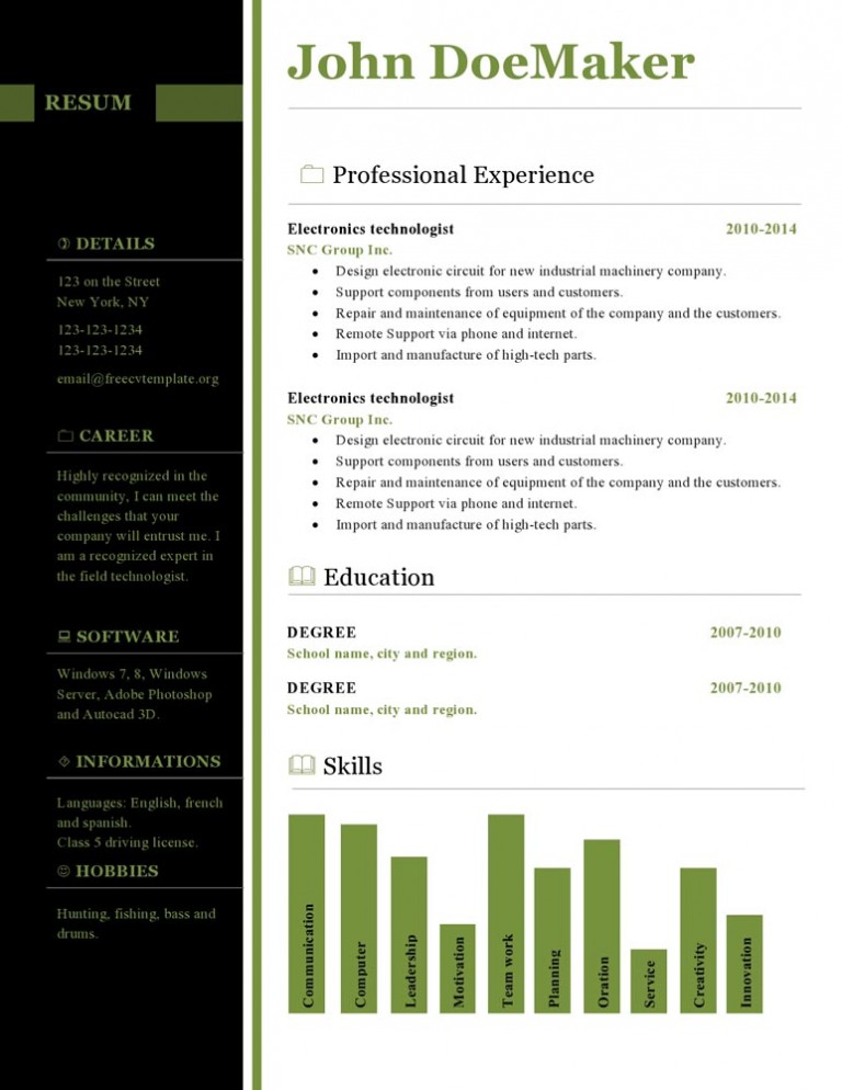 Free cv resume templates #429 to 433 • Get A Free CV