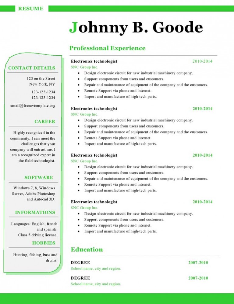 Free cv resume templates #447 to 452 • Get A Free CV