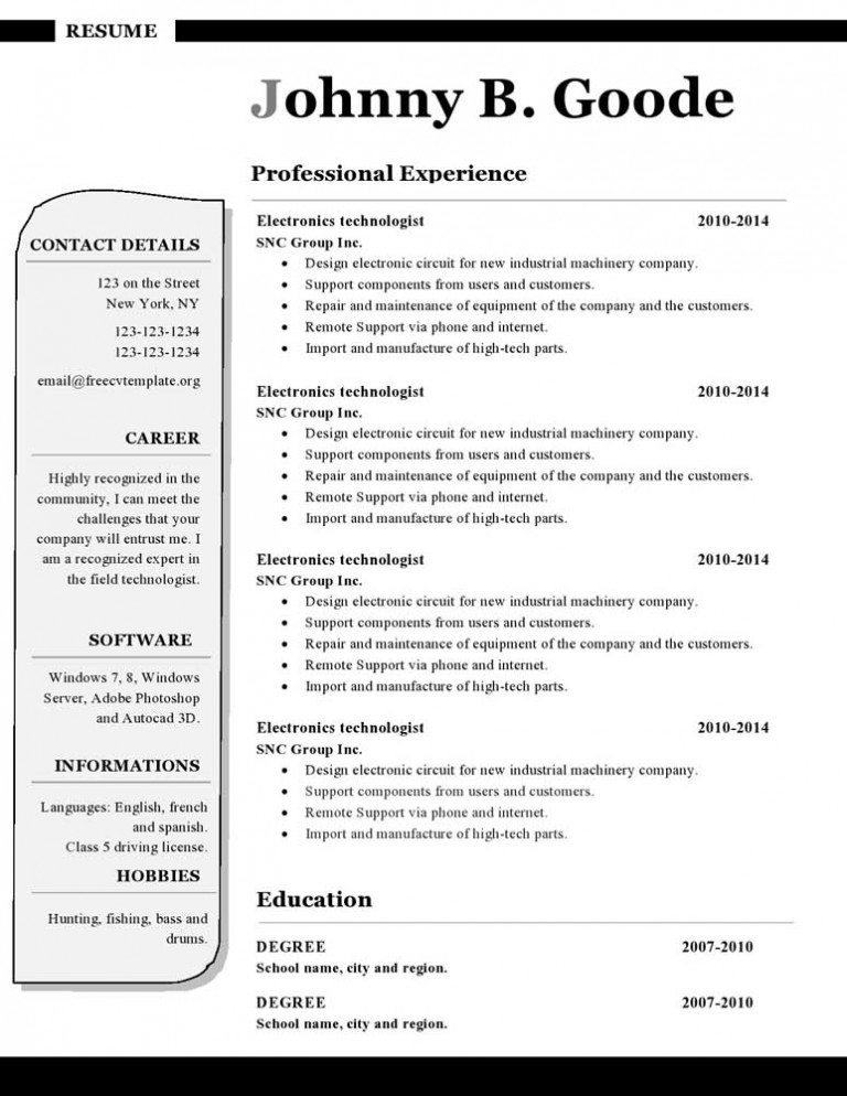 Free cv resume templates #447 to 452 • Get A Free CV