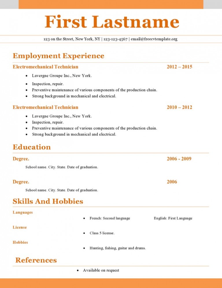 Free curriculum vitae templates #441 to 446 • Get A Free CV