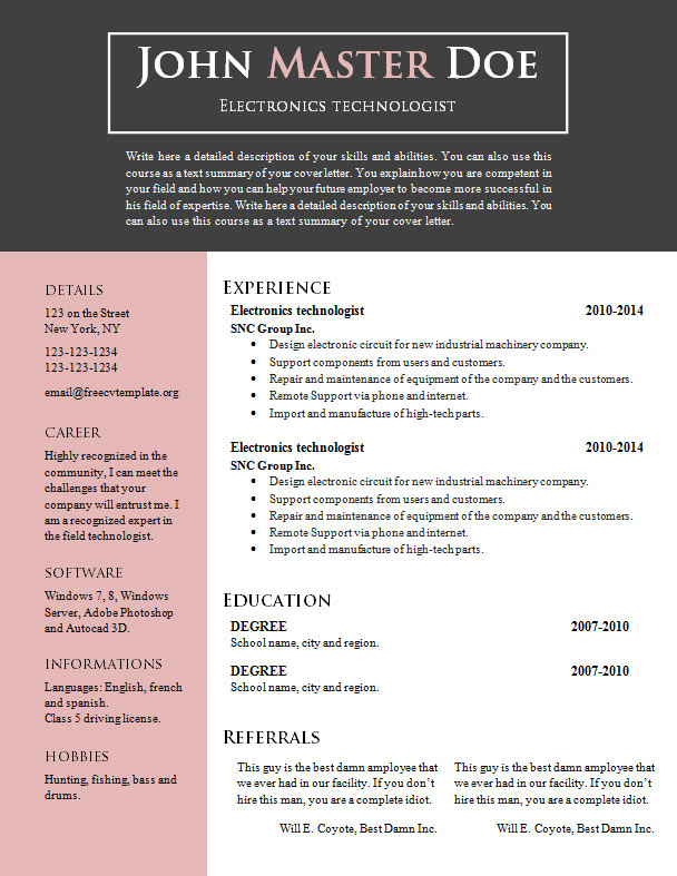 free resume download no sign up