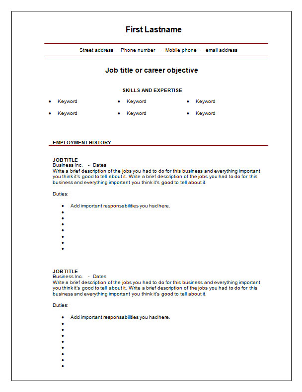 7 Free Blank Cv Resume Templates For Download • Get A Free Cv 