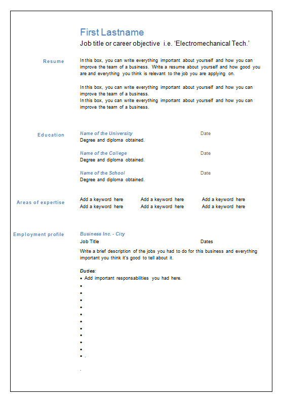 7 free blank cv resume templates for download • Get A Free CV