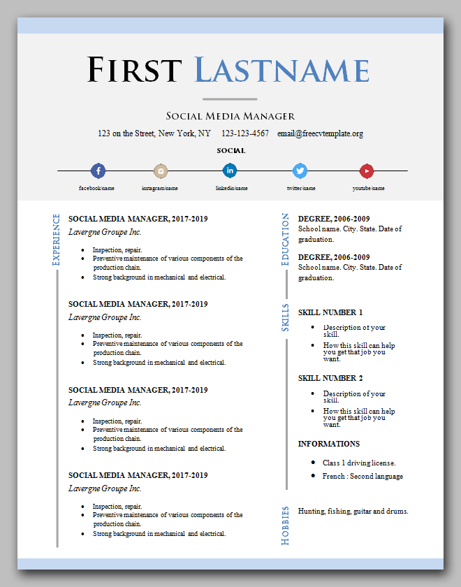 Social Media Manager CV Cover Letter Template Bundle GetAFreeCV