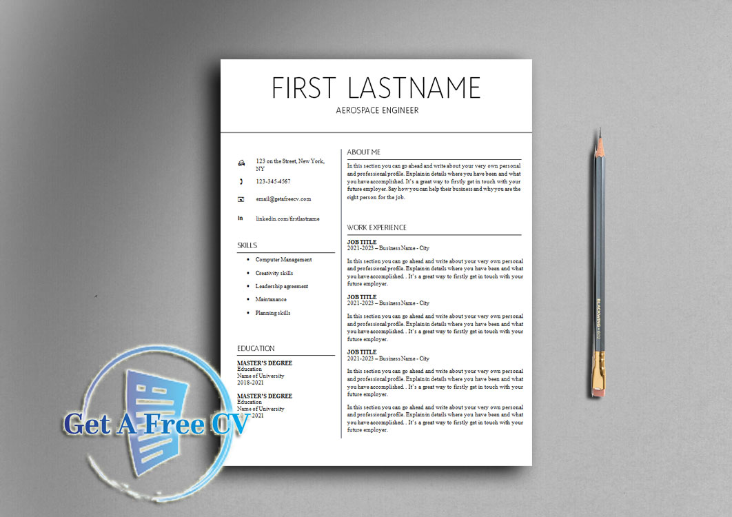 Simple design yet professional and modern resume CV template • Get A ...